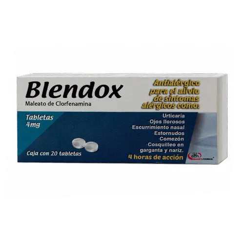BLENDOX MALEATO DE CLORFENAMINA 4 MG 20 TAB