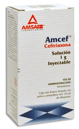 Amcef Ceftriaxona 1 G Solución Inyectable Frasco Ámpula 10 Ml Genérico Amsa