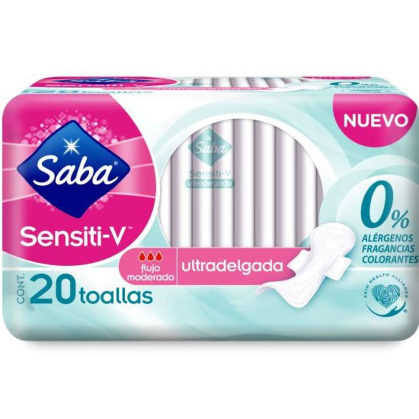 Toallas Femeninas Saba Sensiti-V Ultradelgada 20 piezas – Farmacia Coyoacán