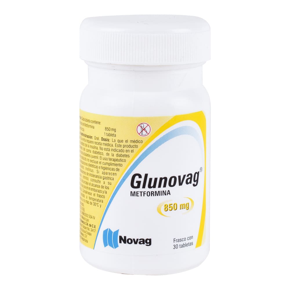 Glunovag Metformina 850 Mg 30 Tabletas Genérico Novag Inf – Farmacia ...