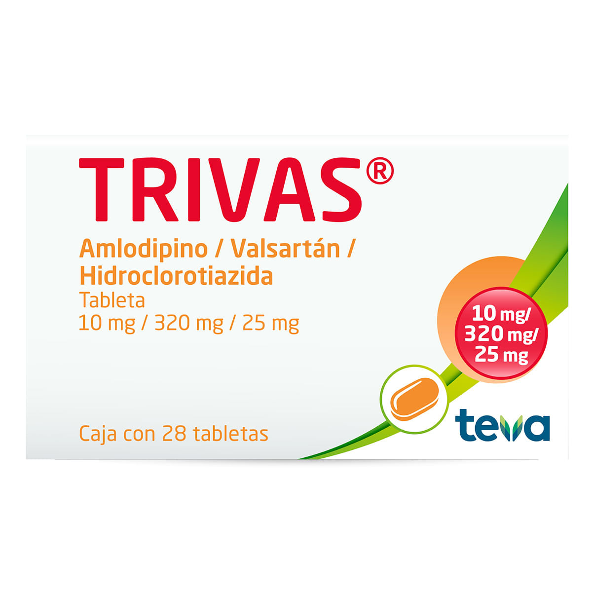 Trivas Amlodipino / Valsartán / Hidroclorotiazida 10 mg / 320 mg / 25 ...