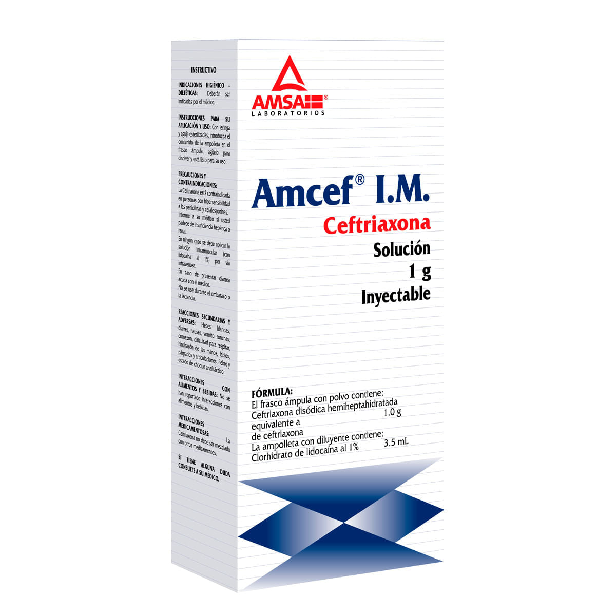 Amcef Ceftriaxona IM 1 G Solución Inyectable Genérico Amsa – Farmacia ...