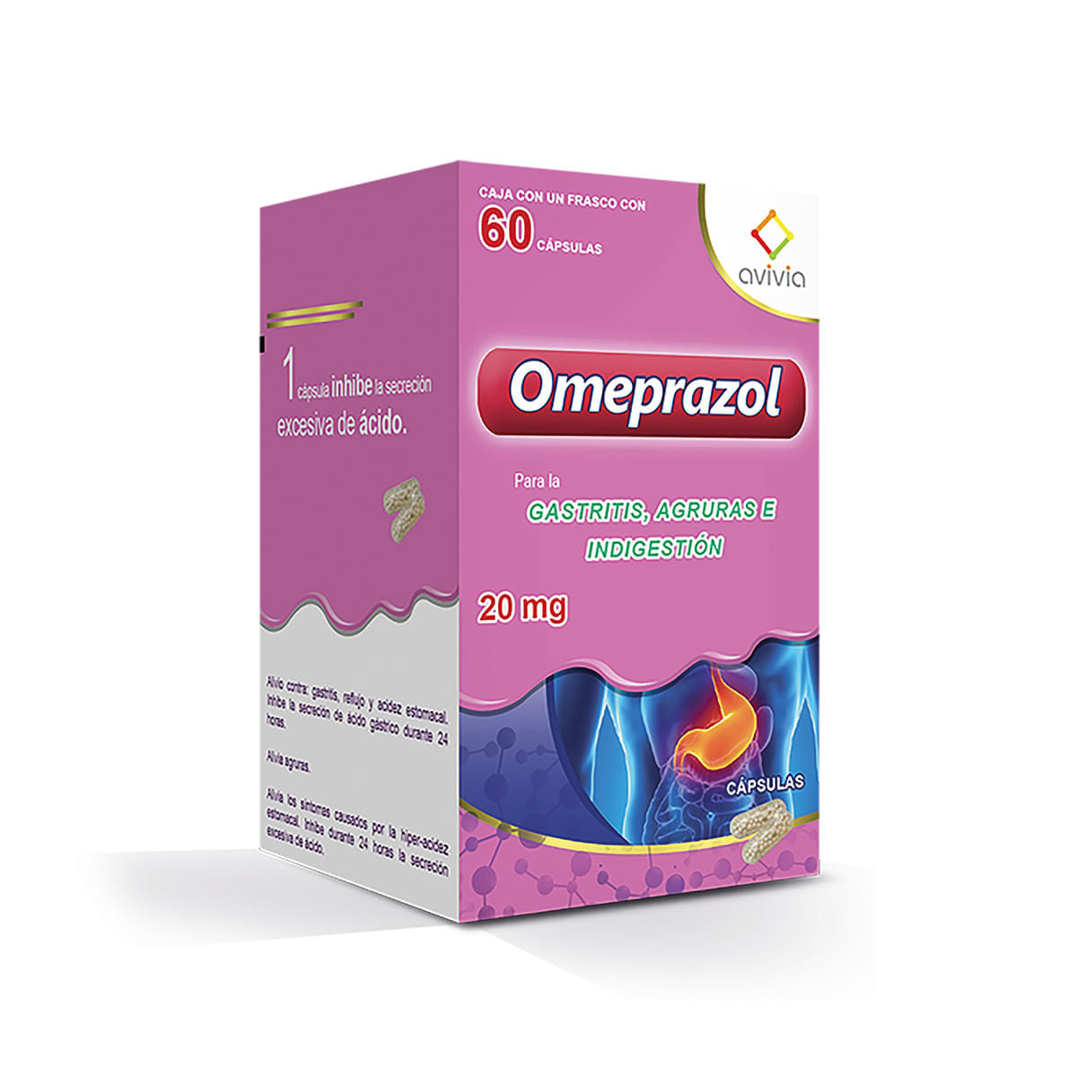 Omeprazol 20 Mg Frasco 60 Cápsulas Genérico Avivia – Farmacia Coyoacán