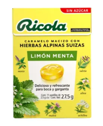 Caramelos Ricola Limón-Menta Sin Azúcar 11 Piezas