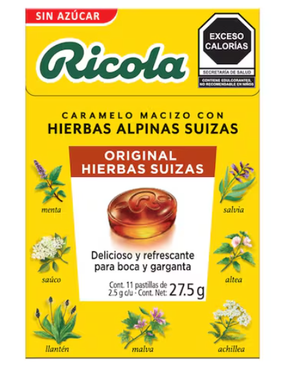 Caramelos Ricola Original Hierbas Suizas Sin Azúcar 11 Piezas