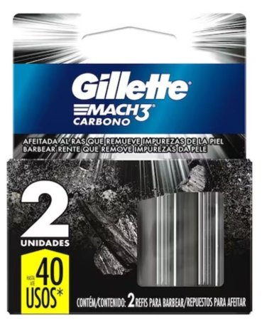 Cartucho Gillette Mach3 Carbón 2 Piezas