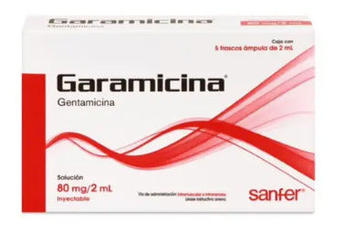 Garamicina 80 Mg 5 Frascos Ámpula 2 Ml