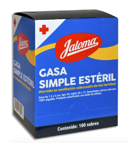 Gasa Estéril Jaloma 7.5X5 Cm Sobre 100 Piezas