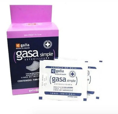 Gasa Simple Esterilizada Galia 7.5 x 5 cm Con 100 Sobres