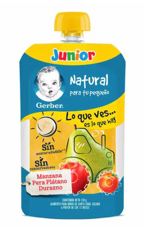 Gerber Flexipac Junior Manzana-Pera-Plátano-Durazno 120 G