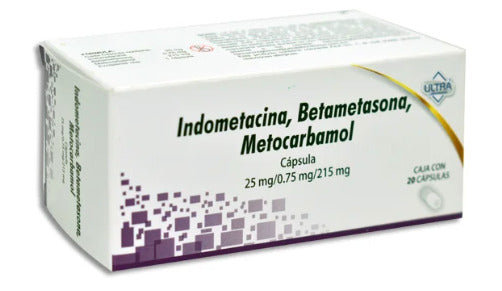 Indometacina/Betametasona/Metocarbamol 25/.75/215 20 Cápsulas Genérico Ultra Lab
