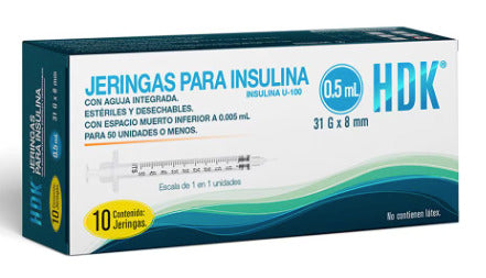Jeringa Desechable HDK 0.5Ml Insulina 31X8 10 Piezas