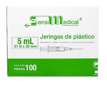 Jeringa Sensi Medical 5 Ml 21X32 Mm 100 Piezas Genérico Jayor