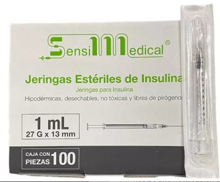 Jeringa Sensimedical 1 Ml 27X13MM 100 Piezas Genérico Jayor