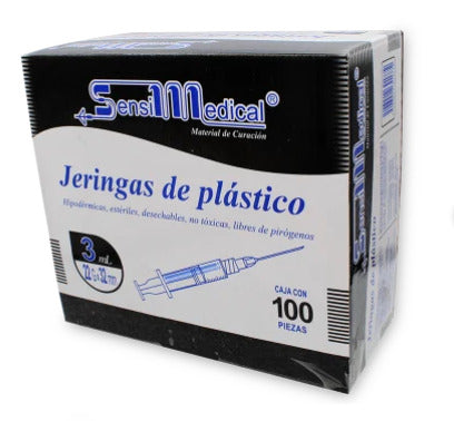 Jeringa Sensimedical 3 Ml 22X32MM 100 Piezas Genérico Jayor