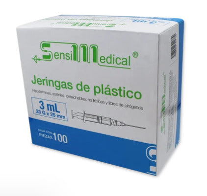 Jeringa Sensimedical 3 Ml 23X25MM 100 Piezas Genérico Jayor