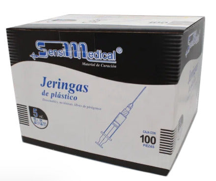 Jeringa Sensimedical 5 Ml 22X32MM 100 Piezas Genérico Jayor