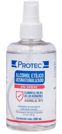 Alcohol Protec Desnaturalizado Spray 250 Ml