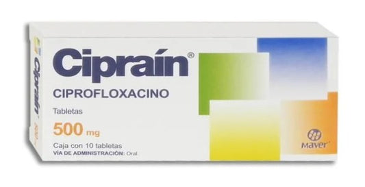 Cipraín Ciprofloxacino 500 Mg 10 Tabletas Genérico Maver