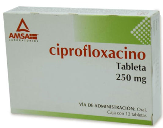 CIRPOFLOXACINO 250MG 12TBS