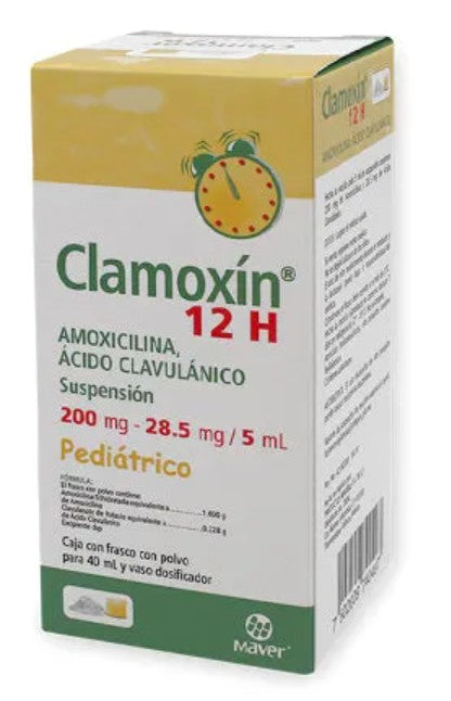 CLAMOXIN (AMOXICILINA, ACIDO CLAVULANICO) 12H SUSP 200MG PED