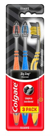 Cepillo Dental Colgate Zig Zag Charcoal 3 Piezas