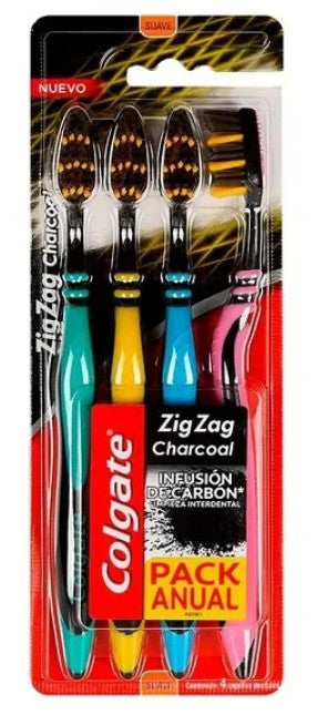 Cepillo Dental Colgate ZigZag Charcoal 4 Piezas