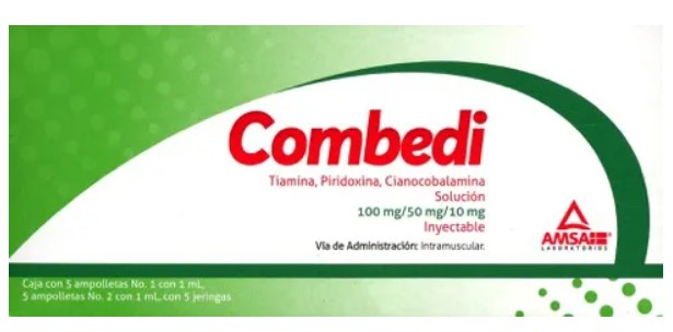 Combedi Tiamina/Piridoxina/Cianocobalamina 100 Mg Solución Inyectable 5 Ampolletas Genérico Amsa