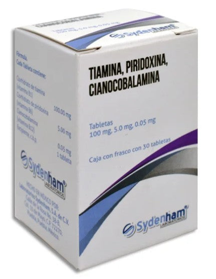Complejo B 100/5/0.5 Mg 30 Tabletas Genérico Sydenham