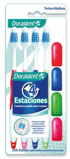 Cepillo Dental Doraldent 4 Estaciones 4 Piezas + 4 Protectores