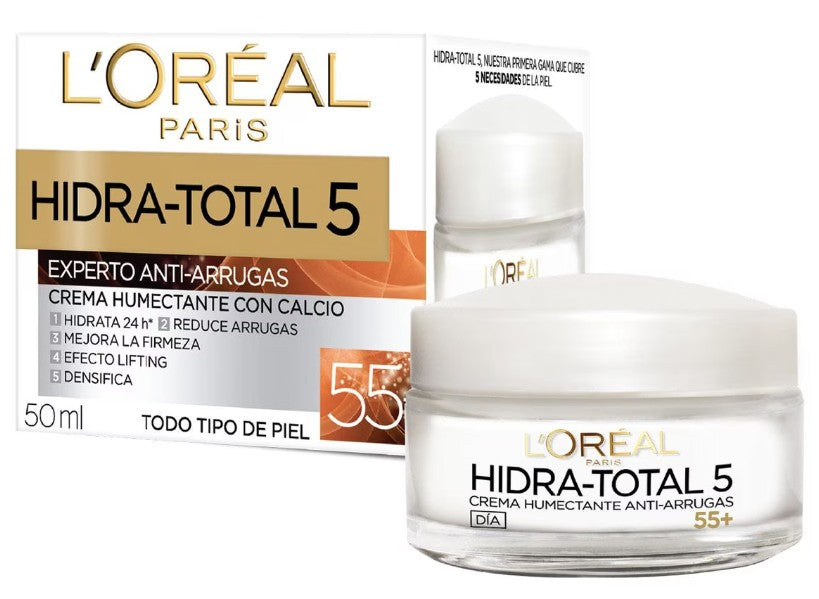 Crema Loreal Hidra Total 5 Anti-Arrugas 55+ Años 50 Ml