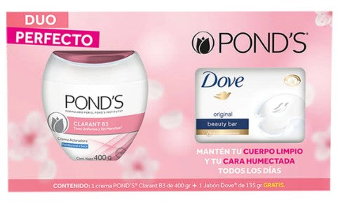 Crema Ponds Clarant B3 400 G + Jabón Dove