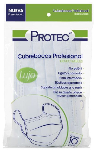 Cubrebocas Desechable Protec Azul 10 Piezas