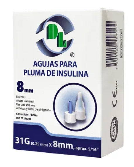 DENTI-LAB Aguja Para Pluma De Insulina 31G X 8 mm Caja Con 10 Piezas