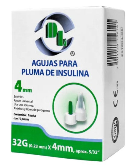 DENTI-LAB Aguja Para Pluma De Insulina 32G X 4 mm Caja Con 10 Piezas