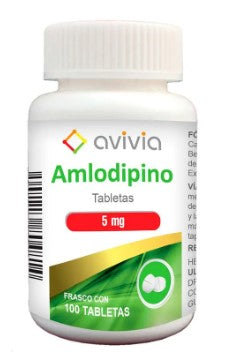 Amlodipino 5 Mg Frasco 100 Tabletas Genérico Avivia