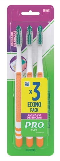 Cepillo Dental Pro-Plus Cuidado De Encías 3 Piezas