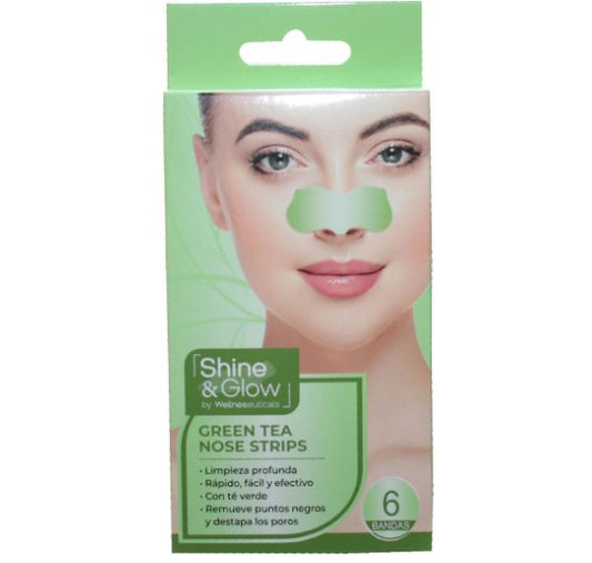 Bandas Nasales Shine & Glow Té Verde 6 Piezas