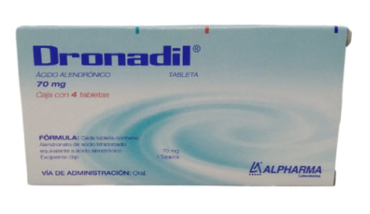 Dronadil Ácido Alendrónico 70 Mg 4 Tabletas Genérico Alpharma
