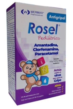 Antigripal Rosel Gotas Pediátricas Amantadina 2.5 G/Clorfenamina 0.100 G/ Paracetamol 15.0 G Frasco Con 30ml Y Gotero