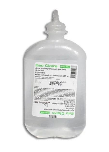 Eau Claire Agua Estéril Inyectable 500 Ml
