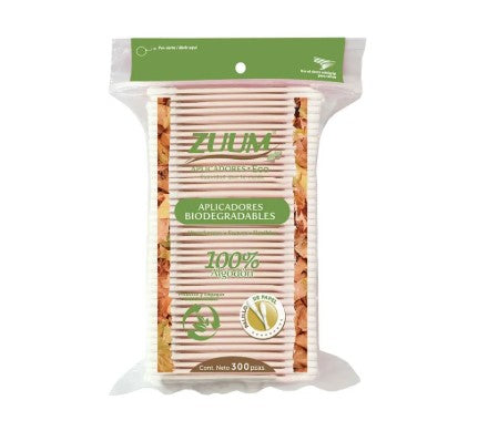 Aplicadores Algodón Zuum Biodegradable 300 Piezas