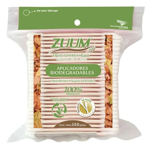 Aplicadores Algodón Zuum Biodegradable 150 Piezas
