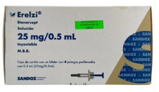 Erelzi 25 Mg Solución Inyectable 4 Jeringas Prellenadas 0.5 Ml