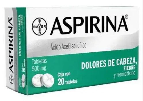 Aspirina 500 Mg 20 Tabletas
