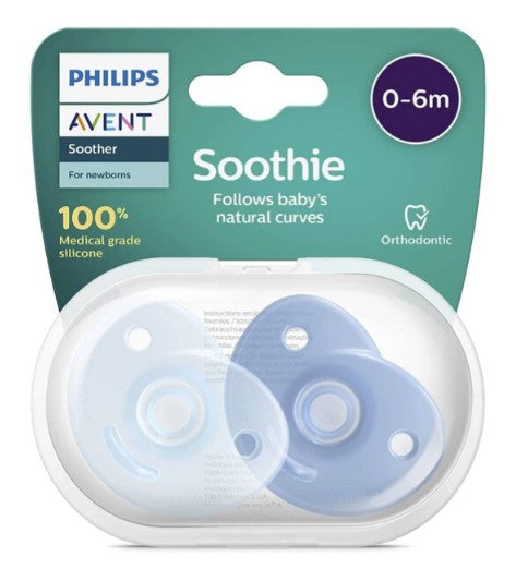 Chupón Avent Soothie Azul 0-6 Meses 2 Piezas