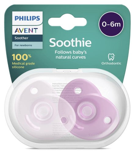 Chupón Avent Soothie Rosa 0-6 Meses 2 Piezas